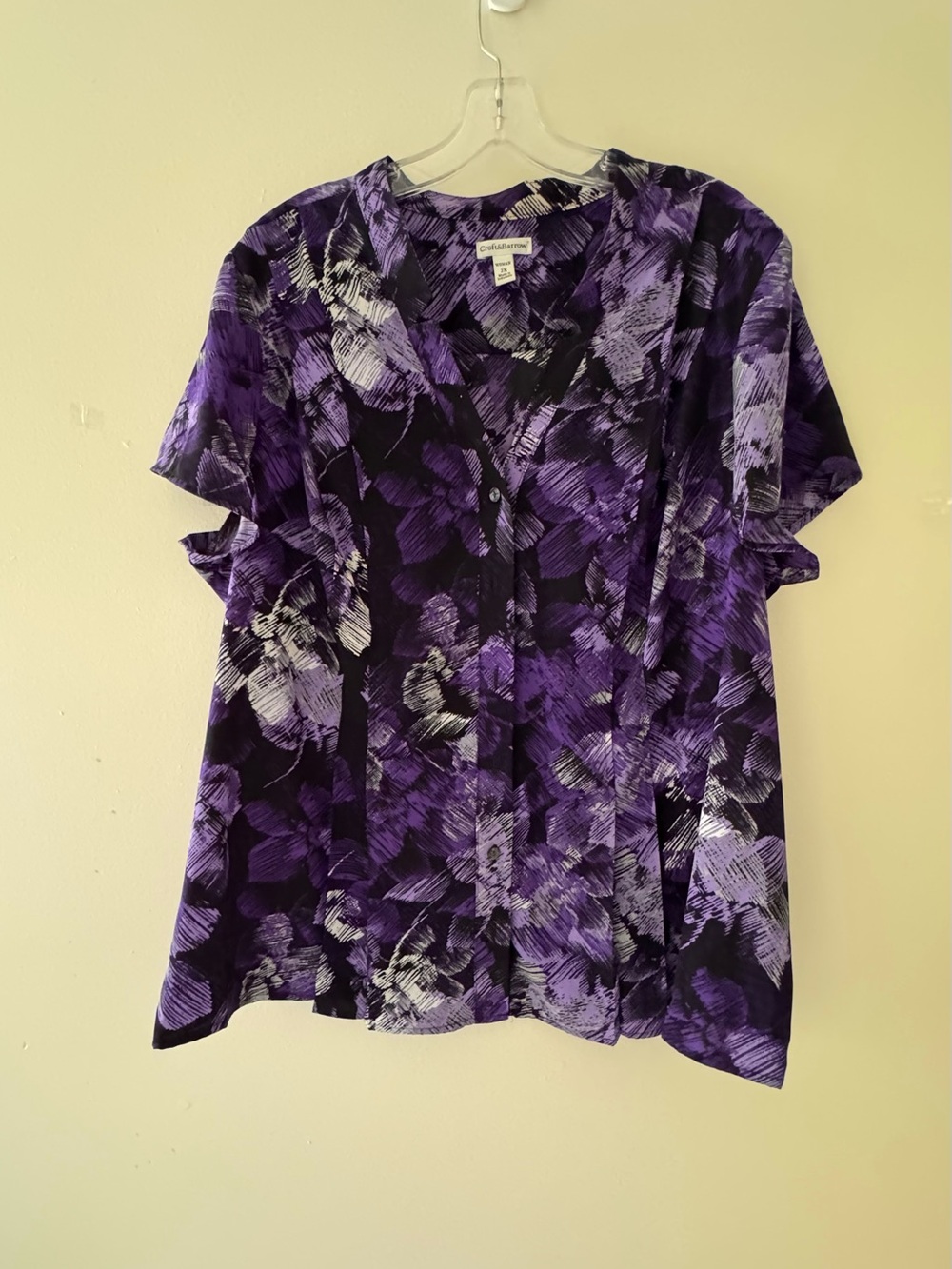 Croft & Barrow Purple Floral Blouse Women’s Plus Size 2X Button Front Top